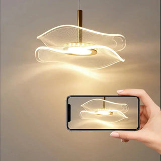 Modern LED Pendant Light – Scandinavian Gold Lampshade With Soft Ambient Lighting