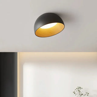 Modern Ceiling Light – Black Metal & Wood Dimmable LED Fixture by Lumavera