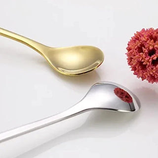 long handle spoon set 18cm stainless steel eco-friendly cutlery pair close-up