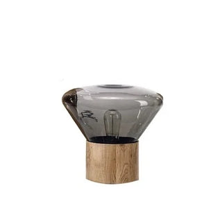 Smoky grey Muffins lamp front — handblown glass bohemian