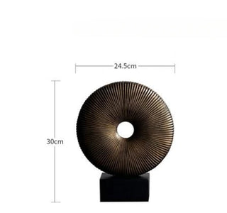 resin gold ring sculpture handmade striped gold decor luxury home accent angle view