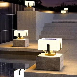 Solar Garden Lamp – Stainless Steel Column Light with LED Outdoor Lighting