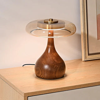 Wood Copper Desk Lamp – Adjustable LED, Vintage Style Bedroom Lighting