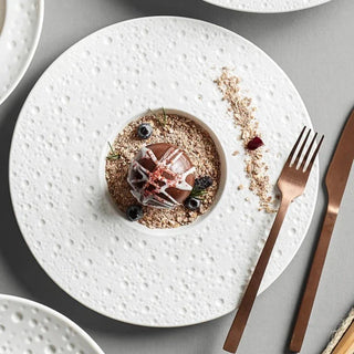 ceramic dining plate earthworks handcrafted porcelain dinnerware elegant tableware set side view