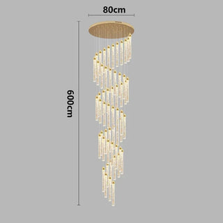 Gold Crystal Chandelier – Rotating Pendant Light for Large Space Lighting