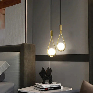 Black Pendant Light – Frosted Glass Bedroom Lamp With Integrated LED