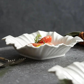 ceramic bowl earthworks handcrafted porcelain tableware folded shell design dishwasher safe detail