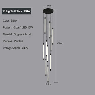 Copper Staircase Chandelier – Polished Copper Lighting with LED Flush Mount for Villas & Hotels