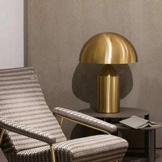 Atollo gold dome lamp side — LED touch switch warm