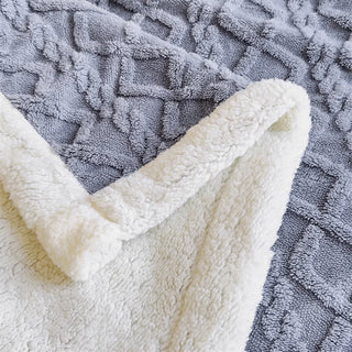 double layer throw blanket soft cozy polyester grey blue scandinavian style detail