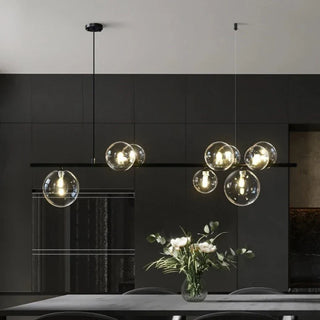 Modern black metal pendant with glass bubble cluster — designer ceiling fixture