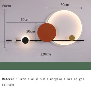 Art Deco Wall Lamp – Geometric Wall Sconce with Black Metal & Acrylic Circle, Warm LED Lighting