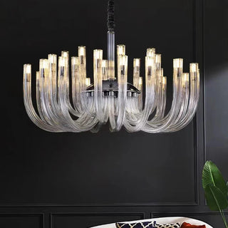 Glass Chandelier – Modern Clear Glass Pendant with Integrated LED Lighting