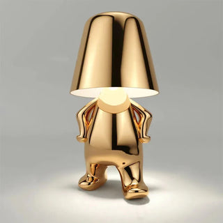 Golden resin lamp front — designer warm LED design
