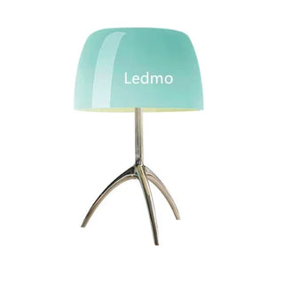 Colored Glass Desk Lamp – Modern Tripod LED Reading Lamp with Iron Frame