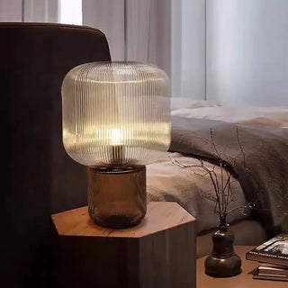 Minimalist Glass Lamp – Chrome Finish Table Lamp for Bedroom & Office Lighting