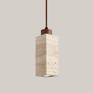 Modern Pendant Lamp – Natural Lampshade with Travertine Stone Design