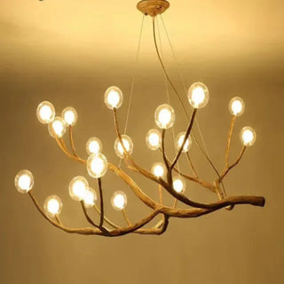 Modern Amber Chandelier – Multi-Head LED Lighting with Gold Finish