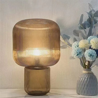 Minimalist Glass Lamp – Chrome Finish Table Lamp for Bedroom & Office Lighting
