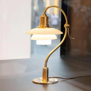 Bauhaus Table Lamp – Modern Glass and Iron Lamp with Soft Ambient Lighting