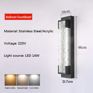 Outdoor Wall Lamp | Modern Stainless Steel LED Wall Sconce with Water Texture Diffuser