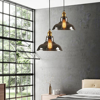 Industrial Glass Pendant Light – Modern LED Compatible Hanging Lamp for Hotels & Bars