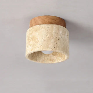 Travertine Ceiling Light – Modern Compact Capsule Lamp with Warm LED Ambiance
