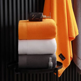 cotton bath towel scandinavian luxury soft quick drying absorbent angle view