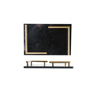 gold marble tray earthworks elegant handcrafted stone storage dish gold border side view