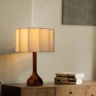 Wabi-Sabi Floor Lamp – Wooden Bamboo LED Light With Fabric Shade
