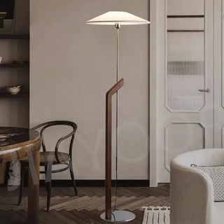 Minimalist Wooden Floor Lamp – Modern LED Lighting With Fabric Lampshade