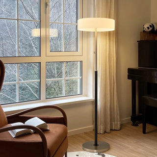 Glass Wood Floor Lamp – Modern Living Room Lamp With Soft LED Lighting