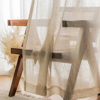 linen sheer curtain luxury linen airy drapery pull pleated tape close-up