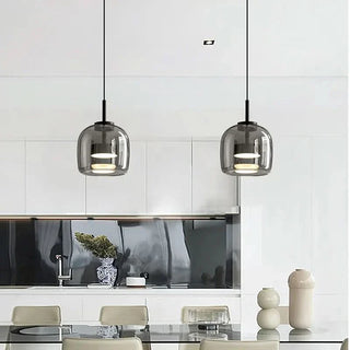 Gray Pendant Light – Modern LED Hanging Lamp With Adjustable Height
