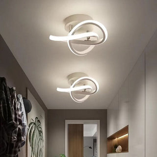 Contemporary Ceiling Light – Double Panel LED Fixture | Modern Curved Metal Lamp
