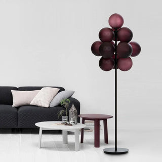 GRAPE handcrafted glass floor lamp side – aubergine metal