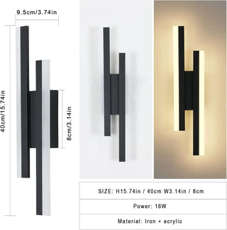 Black Led Wall Light – Modern Wall Light with Sleek Aluminum & Acrylic Shade