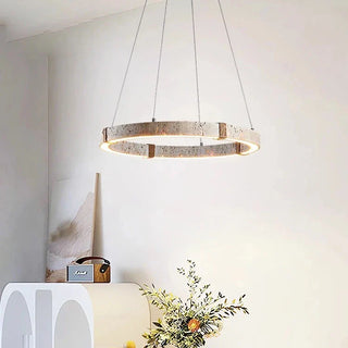Stone Steel Chandelier – Contemporary Dining Room Lighting | Dimmable LED Fixture