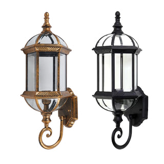 Vintage Outdoor Wall Light – Black Iron Lantern With Aluminium Glass Lamp