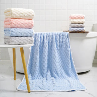 coral velvet bath towel set plush soft quick drying purple towels close-up
