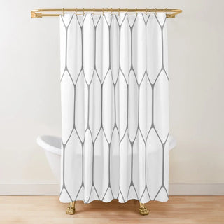 eco-friendly hexagonal design mold resistant polyester waterproof shower curtain front view