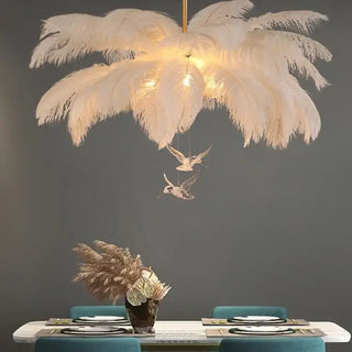Ostrich Feather Chandelier – White Feather Luxury LED Living Room Light
