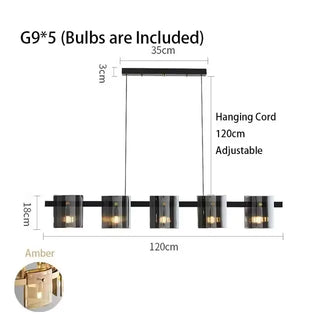 Modern Glass Pendant Light – Square Pendant Light with Clear Glass Shade & Iron Frame