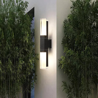 Outdoor Wall Sconce - Black Acrylic Column Light | Weather-Resistant LED Fixture