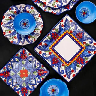 ceramic dinnerware set earthworks hand-painted plates artisan porcelain bowls amalfi coast angle view