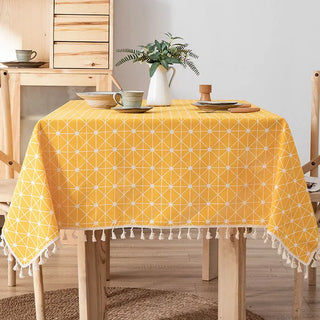 cotton tablecloth amsterdam yellow plaid waterproof rectangle cover front view