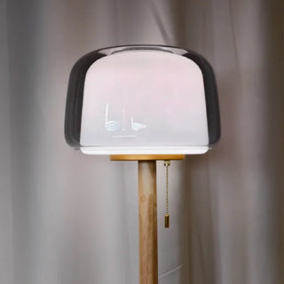 Glass Floor Lamp – Modern Floor Lamp with Wooden Base | Adjustable Brightness