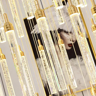 Gold Crystal Chandelier – Rotating Pendant Light for Large Space Lighting
