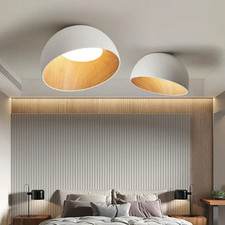 Modern Ceiling Light – Black Metal & Wood Dimmable LED Fixture by Lumavera