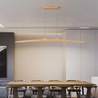 Walnut Pendant Light – Minimalist Dining Room Lighting With Integrated LED Fixture